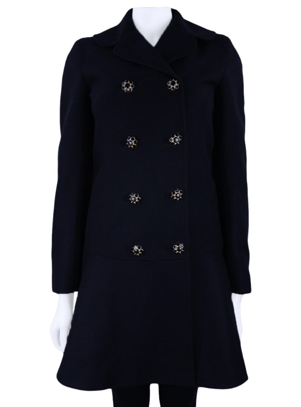 Ted Baker Vivaine Double Breased Coat Black Wool Womens Size XS 0